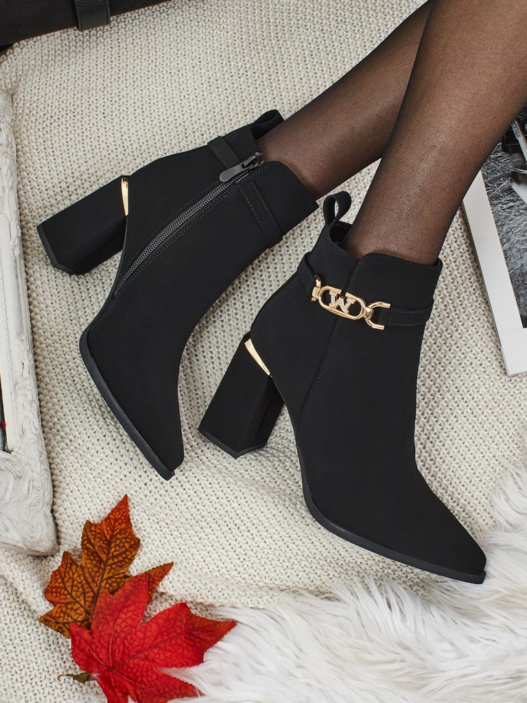 Женские ботильоны из эко-замши на каблуке Ostirena