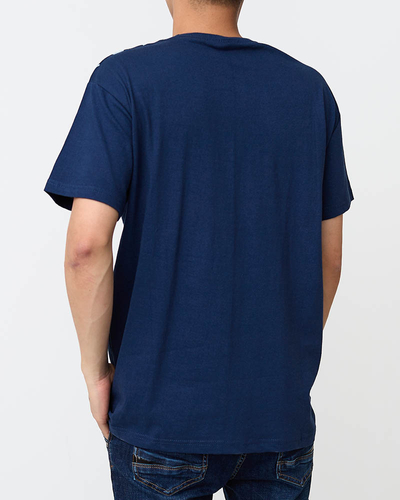 Vyriški tamsiai mėlyni marškinėliai su raštu - Drabužiai