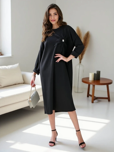 Royalfashion Moteriška midi suknelė, oversized, su gėlėmis