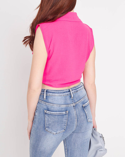Fuchsia crop top palaidinė užsegama sagomis - Drabužiai