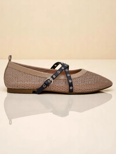 Balerinai Artemisia Marrone – ažūriniai Royalfashion batai su dirželiais