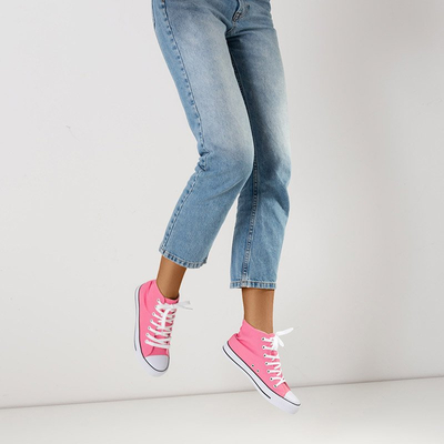 Высокие женские кеды розового цвета Skarllet