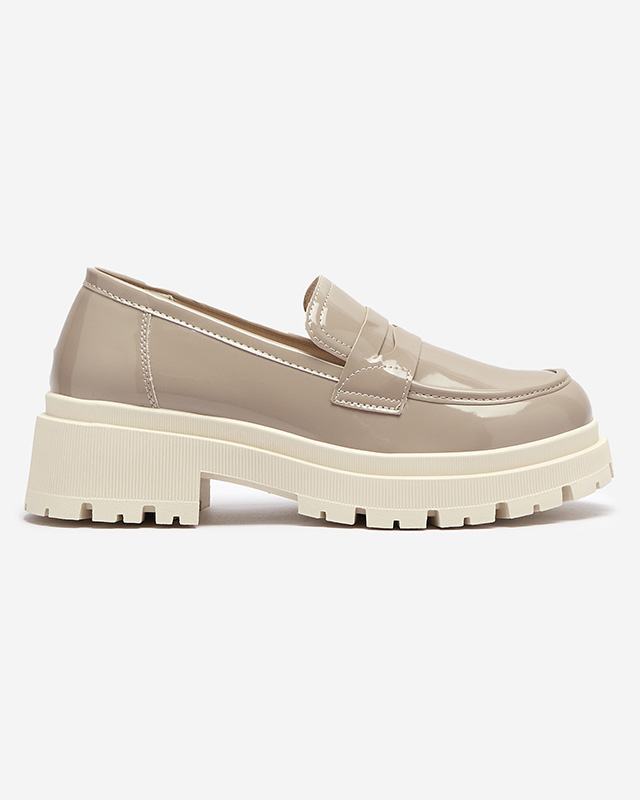 Šviesiai rudi lakuoti mokasinai moterims Noppel Footwear