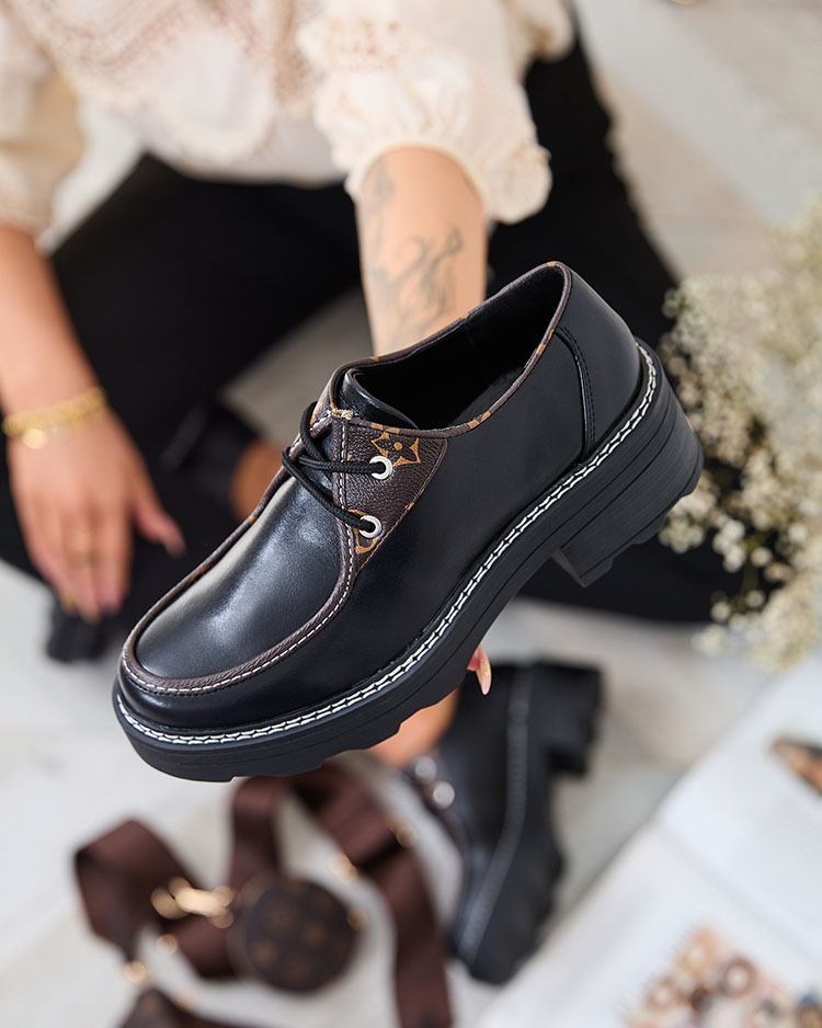 "Royalfashion" Juodi moteriški pusbačiai tvirtu padu "Dobbin"