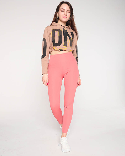 Moteriški briaunoti koraliniai antblauzdžiai aukštu liemeniu - Drabužiai