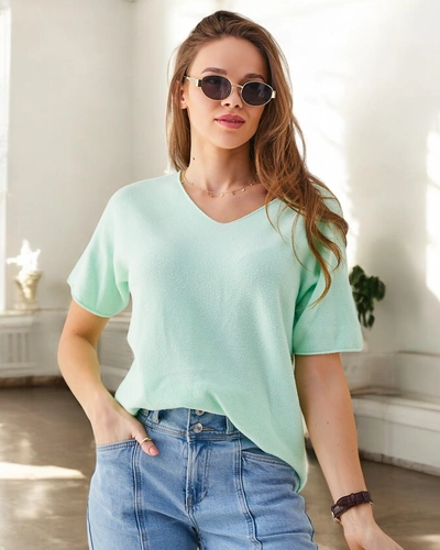 Royalfashion Тонкий женский свитер с короткими рукавами