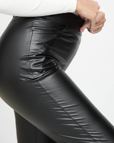 Черные женские брюки из эко-кожи PLUS SIZE