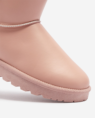 Женские утепленные снегоступы из экокожи розового цвета Defasca- Footwear