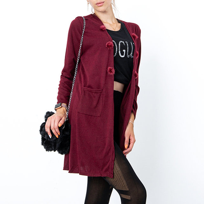 Бордовый женский кардиган