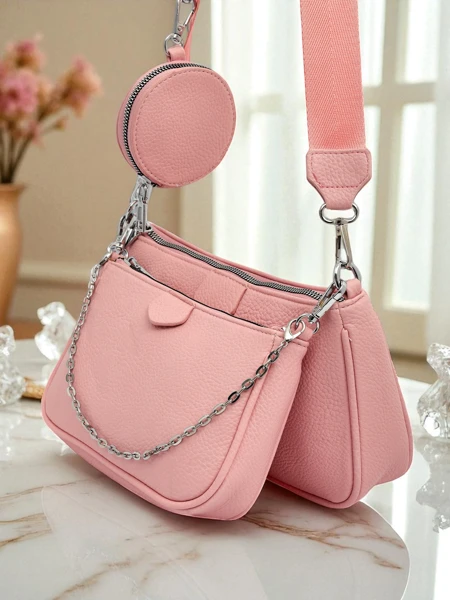 Torebka damska Amara Rosa – różowa listonoszka z ekoskóry z łańcuszkiem