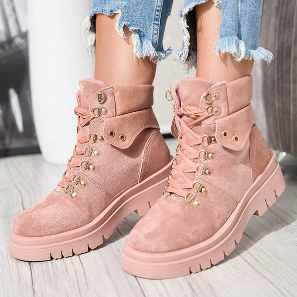 Розовые женские сапоги утепленные трапперы Boserra - Обувь