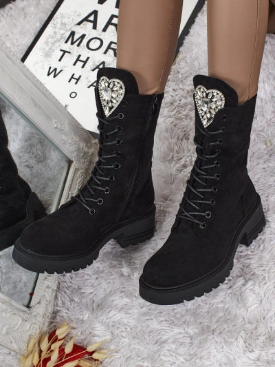 Eko zomšiniai moteriški aulinukai su raišteliais Emelune