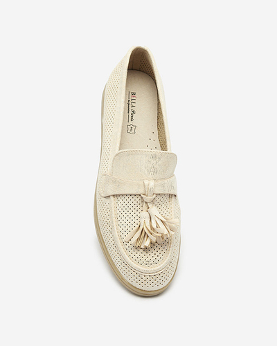 Кремовые женские мокасины с украшением Parffes- Footwear