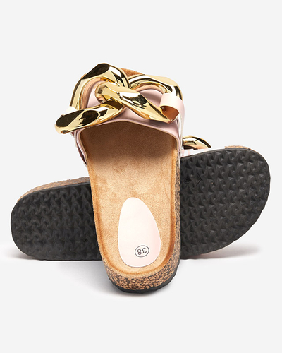 Rožinės moteriškos šlepetės su Sofig- Footwear dekoracija