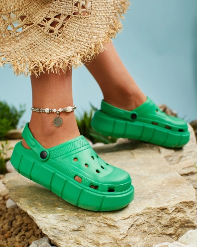Royalfashion Темно-зеленые женские резиновые шлепанцы Kooranza