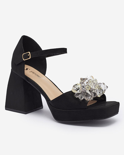 Juodi moteriški sandalai su kristalais Celidi - Avalynė