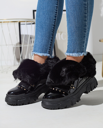 Черные женские сапоги на шнуровке Fentes- Footwear