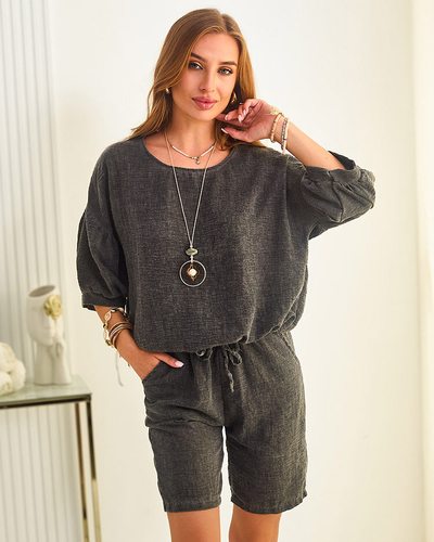 Royalfashion Летний женский комплект из хлопка и льна