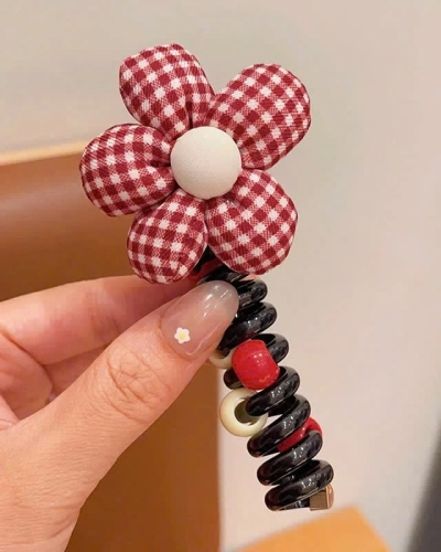 Royalfashion Резинка для волос в виде спирали с маленьким цветочком Blossom Coil