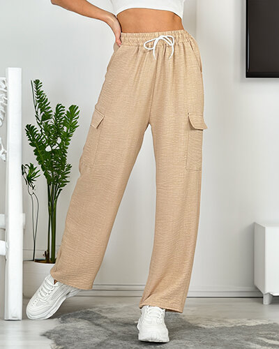 Royalfashion Moteriškos plačios kelnės su kišenėmis