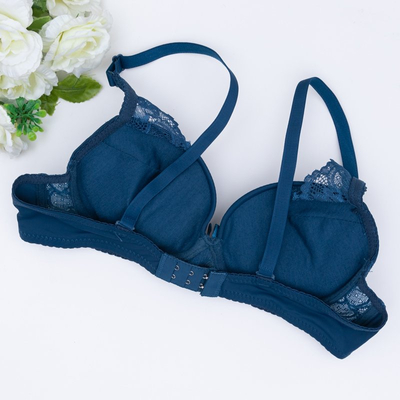 Темно-бирюзовый бюстгальтер push-up с кружевными вставками