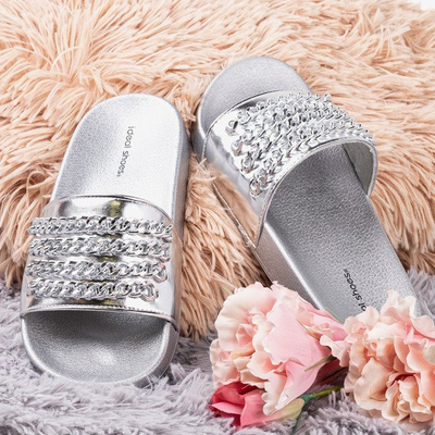 Серебряные тапочки на цепочке Slivien - Обувь