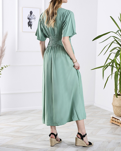 Žalia moteriška ilga suknelė su voko formos iškirpte - Apranga