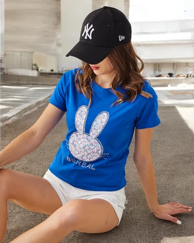 Royalfashion Moteriška medvilninė marškinėliai 'Bunny Say Be Real'