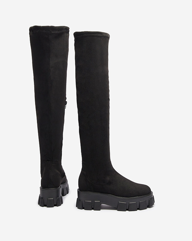 Черные женские сапоги выше колена на толстой подошве Amerita- Footwear