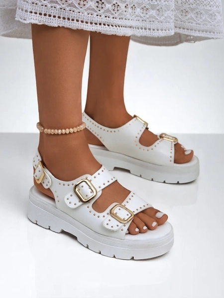 Royalfashion Women's Chunky Rhinestone Sandals Rocky Chic