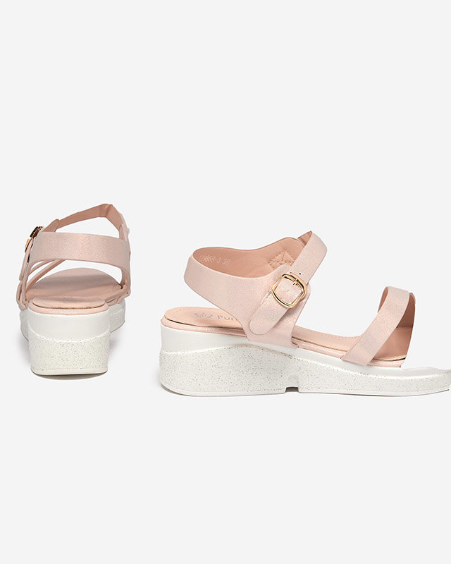 Розовые женские сандалии с голографическим эффектом анжези - обувь