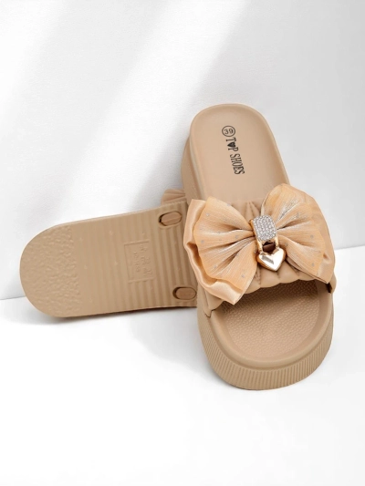 Royalfashion Platform Slides with Bow - Straight Up Dope