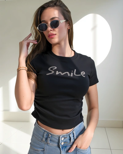 Royalfashion moterų medvilninė bliuzonė su įrašu