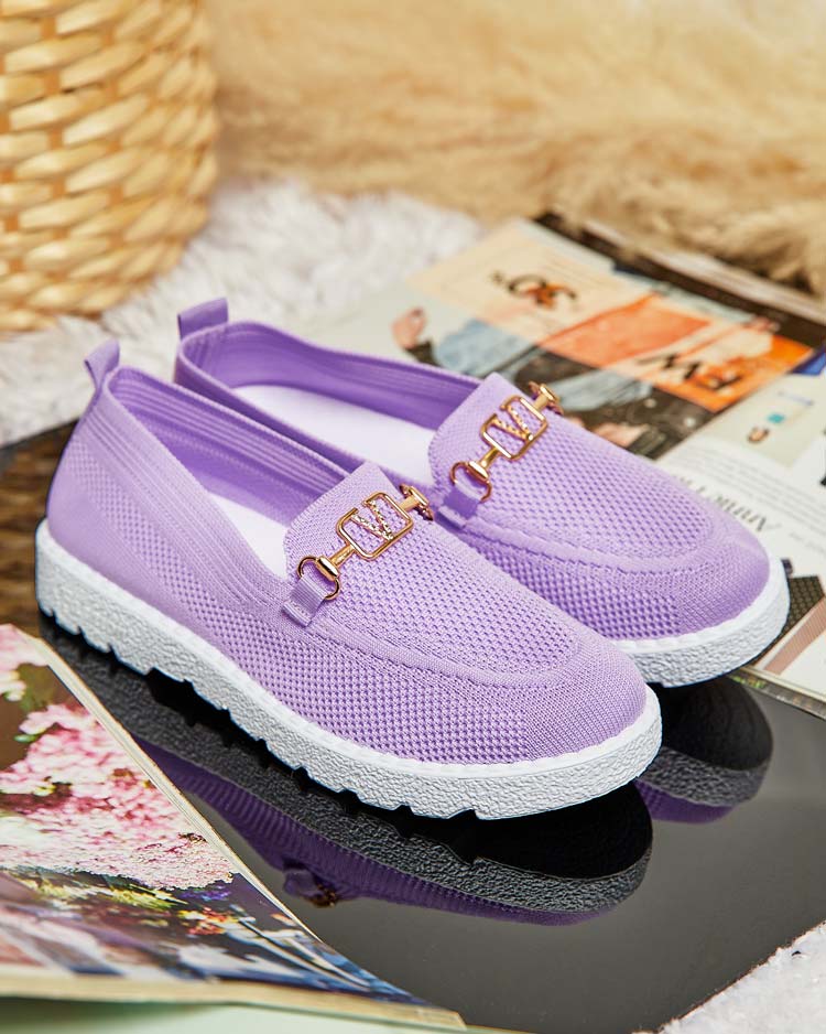 Royalfashion Женские тканевые мокасины с золотым украшением Erticae