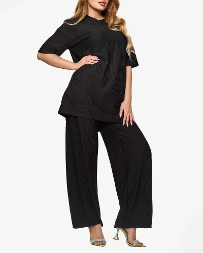 Женский ребристый комплект черного цвета - Одежда