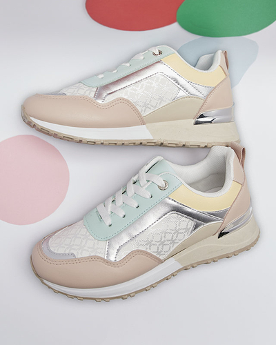 Женская бежево-розовая спортивная обувь на шнуровке Mnerio- Footwear