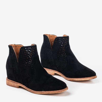 Черные женские ботинки на скрытой танкетке Besis