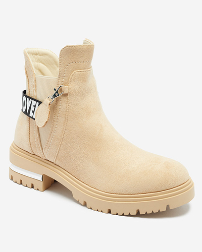 Moteriški smėlio spalvos izoliuoti ekologiški zomšiniai batai Lottci - Avalynė