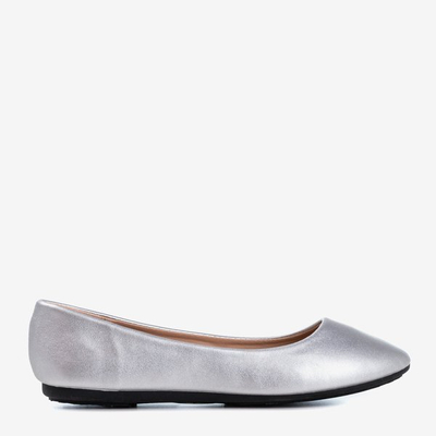 Srebrne eko-skórzane damskie baleriny Mareusa - Obuwie