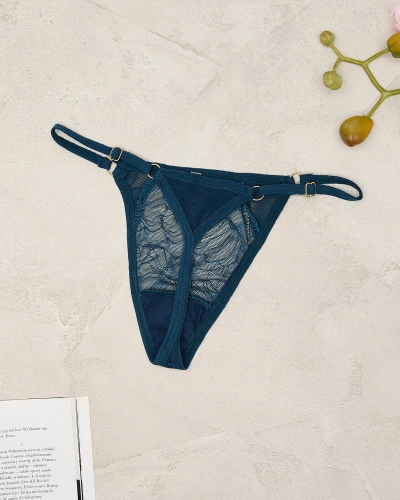 Royalfashion Темно-синие кружевные женские трусики стринги