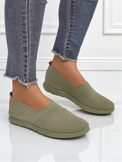 Damskie mokasyny Gaia Verde – wygodne zielone buty z tkaniny na płaskim obcasie -> Женские мокасины Gaia Verde - удобные зеленые туфли из ткани на плоском каблуке