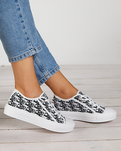 OUTLET White - juodi moteriški sportbačiai su žalia Sohop spauda - Avalynė