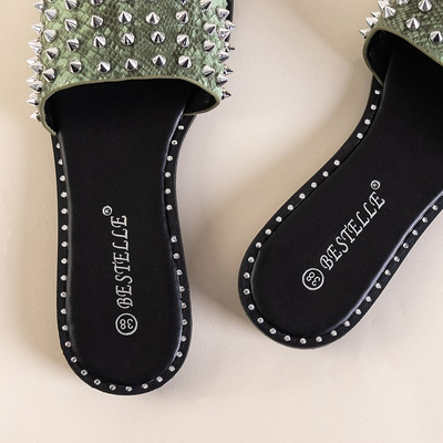 Зеленые женские шлепанцы с шипами Maurella