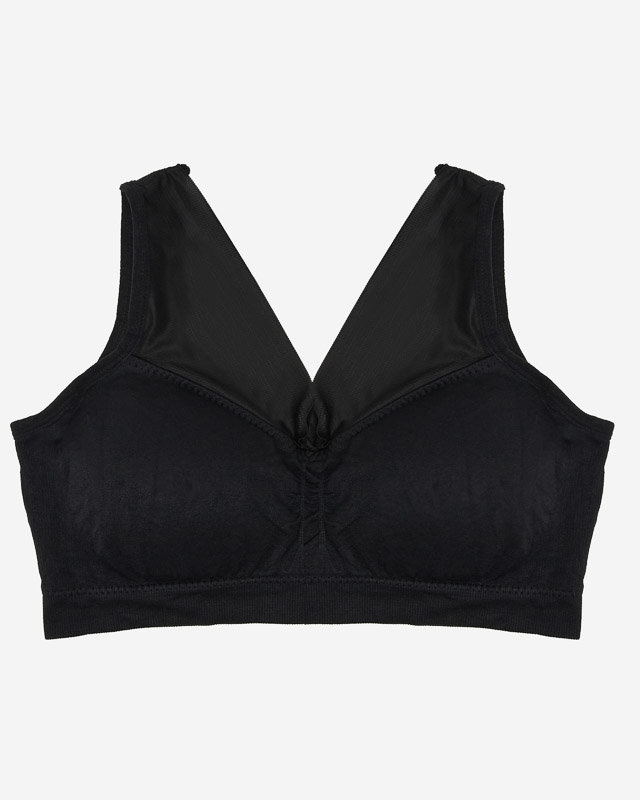 Juoda moteriška sportinė liemenėlė plačiomis petnešėlėmis – apatinis trikotažas