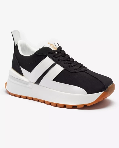 Juodi moteriški sportiniai bateliai iš eko odos su spalvotais intarpais Tifora- Avalynė