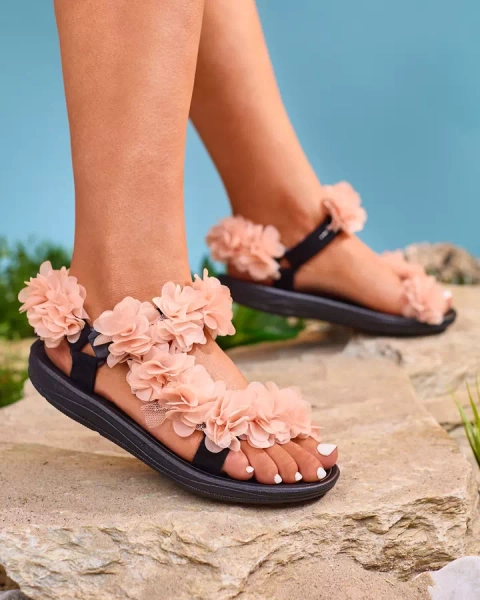 Royalfashion Pudruoti moteriški sandalai su gėlėmis Alferroy