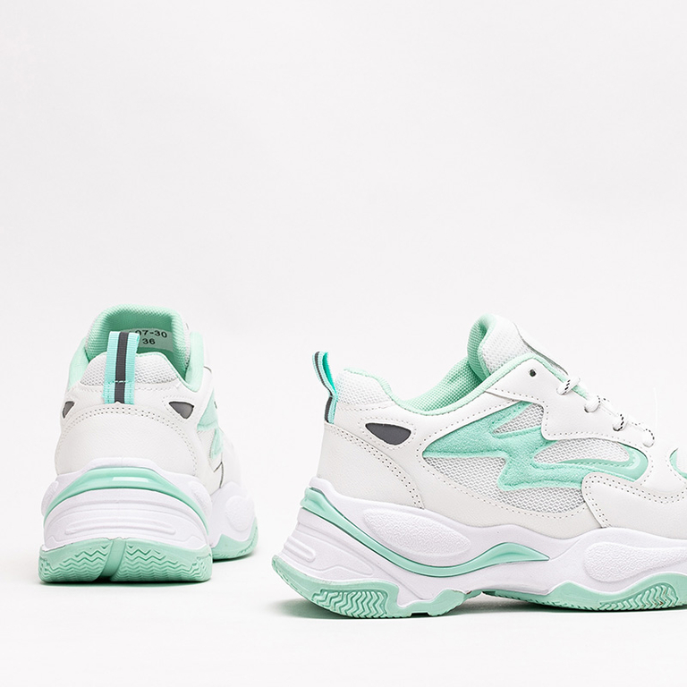 OUTLET Žalia ir balta moteriški sportiniai bateliai Krinosi sportbačiai - Avalynė