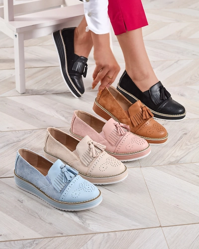 Rausvi moteriški pusbačiai žema pakulne "Veolita- Footwear"