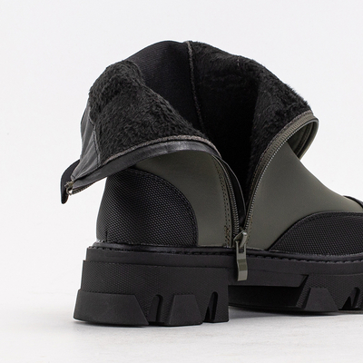 Темно-зеленые женские сапоги на массивной подошве Rosidi