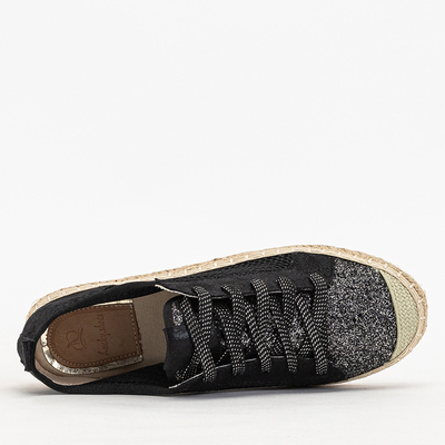 Juodi Akoio ažūriniai sportbačiai su blizgučiais - Avalynė